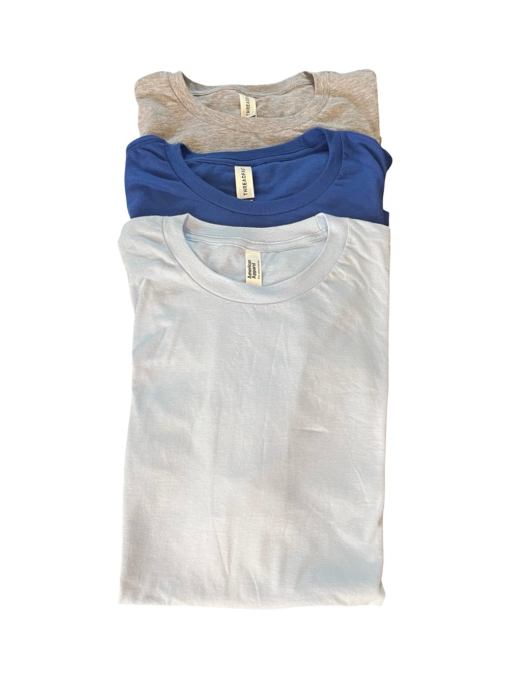 Threadfast American Apparel Tee Bundle XL 3 Pack Blue Gray Soft NEW